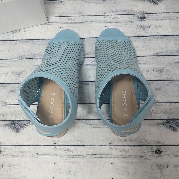 J. Adams Maddie Booties Women SZ 6.5 Peep Toe Low Block Heel Hook & Loop Strap. - Picture 8 of 13